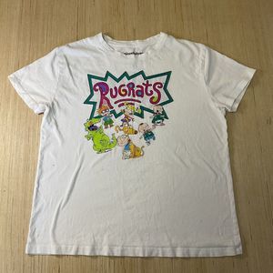 Juniors Big Kid Nickelodeon Rugrats Graphic White T-Shirt Size Medium Small Flaw